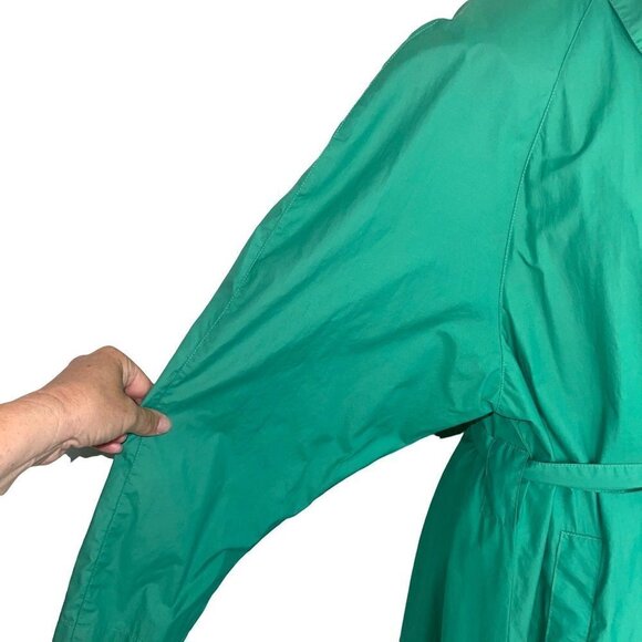 Finn Flare Trench Coat Womens Size 10 Vintage Lightweight Polyester Cotton Green - Picture 7 of 12